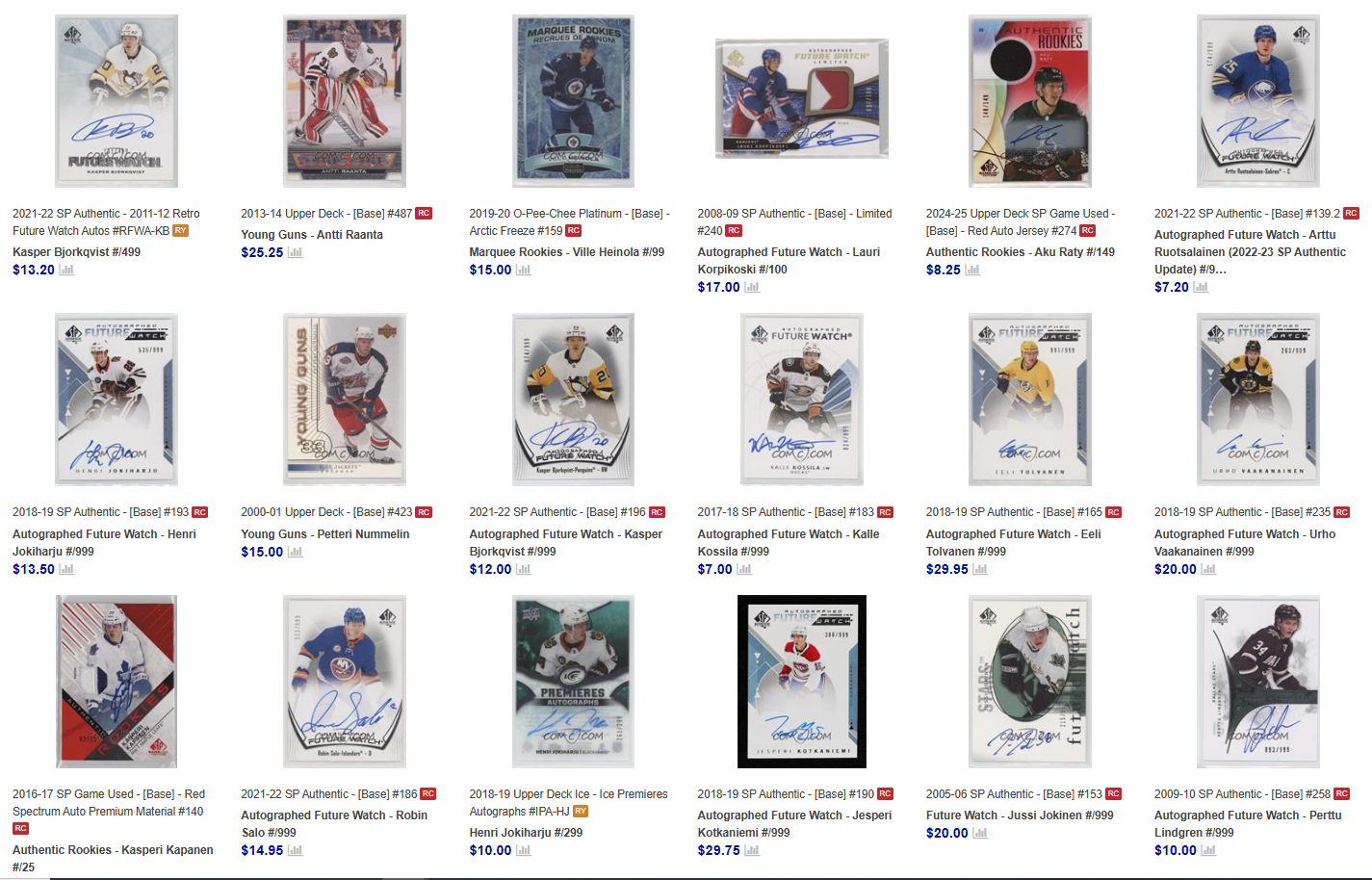 COMC-tilille myyntiin kortteja